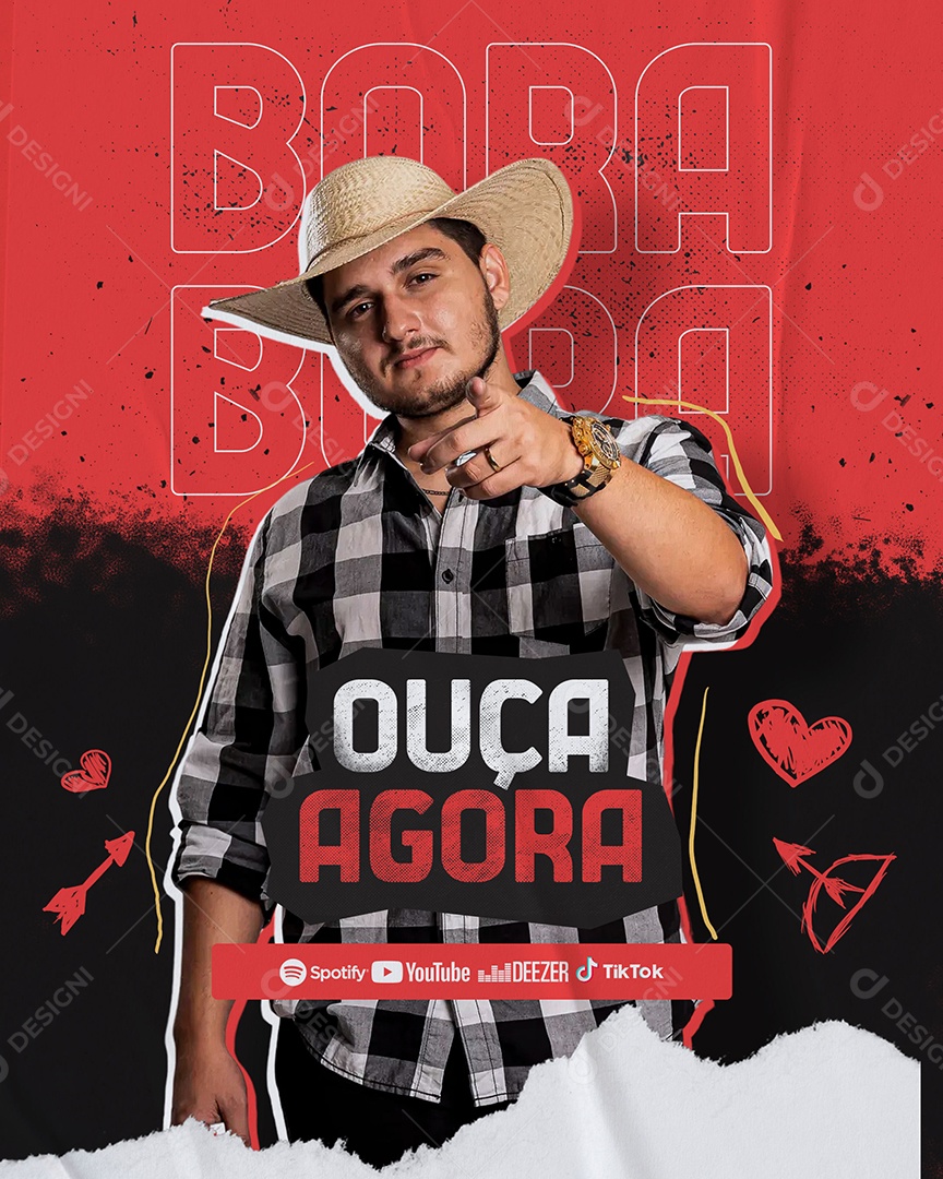 Flyer Biu do Piseiro Ouça Agora Nas Plataformas Digitais Social Media PSD Editável