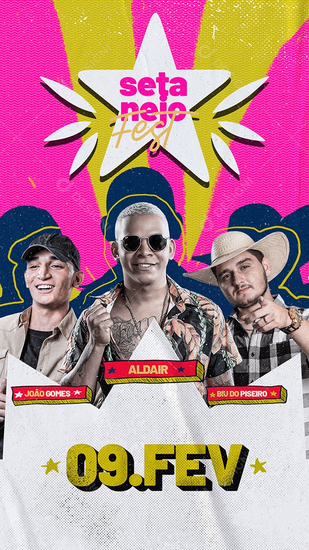 Flyer Show João Gomes, Aldair Playboy  e Biu do Piseiro Story Social Media PSD Editável