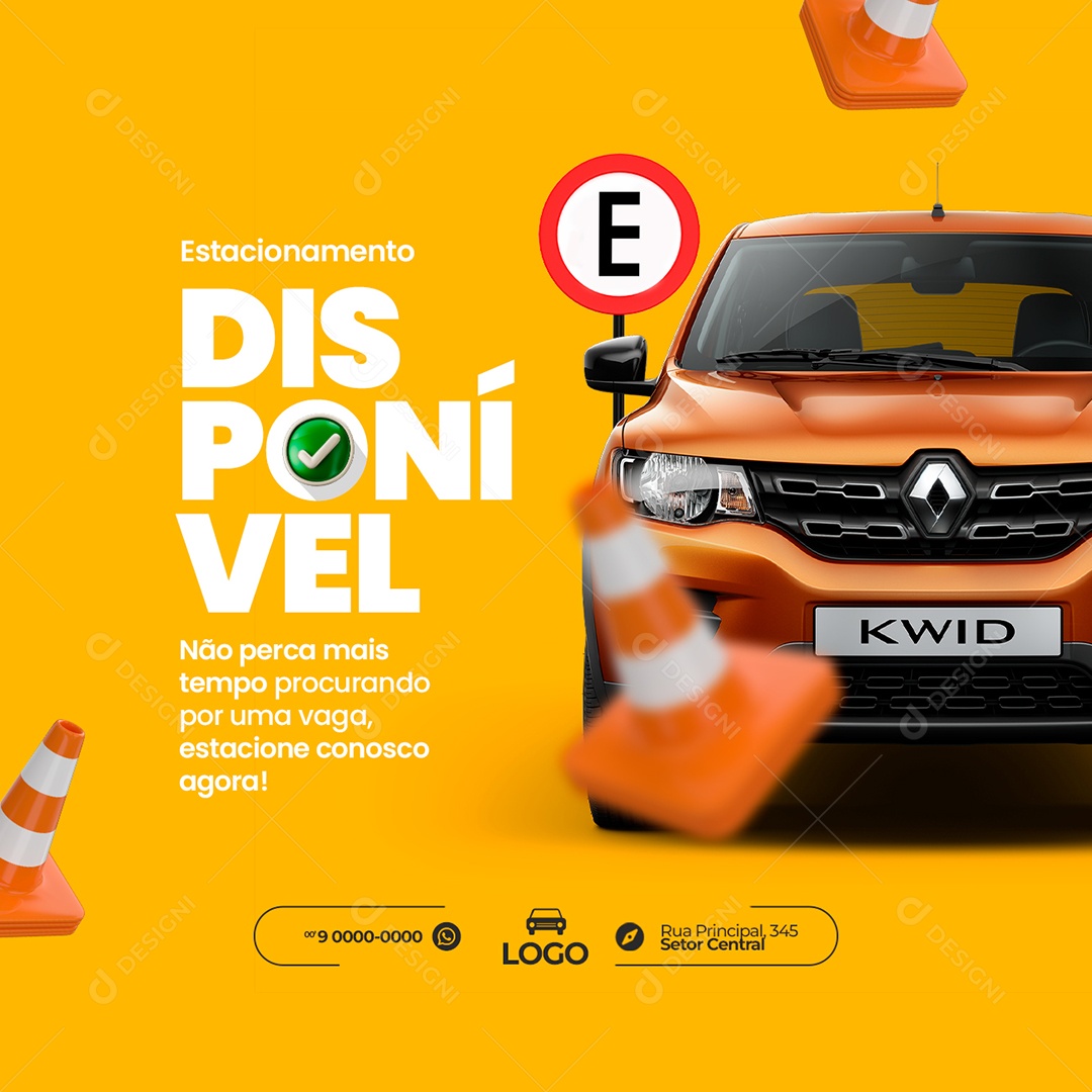 Estacionamento Disponível Não Perca Mais Tempo Estacionamento de Carros Social Media PSD Editável