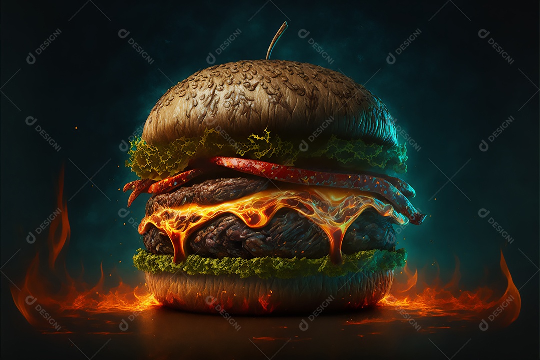 Hambúrguer sobre uma mesa madeira comida