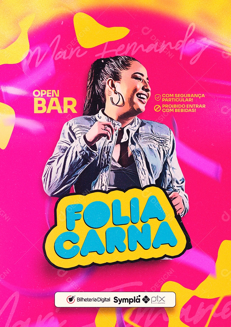 Open Bar Folia Carna Mari Fernandez Flyer Social Media PSD Editável