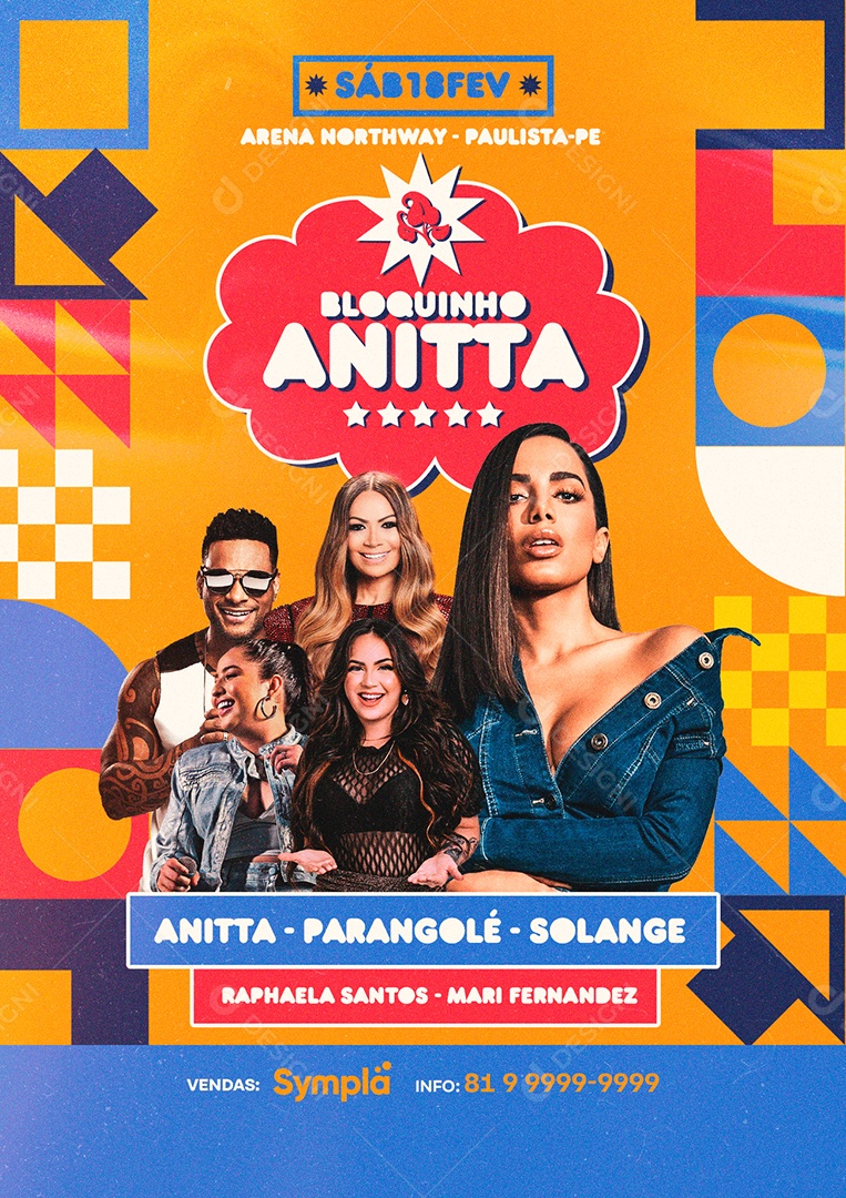 Bloquinho Anitta Arena Northway Flyer Carnaval Social Media PSD Editável