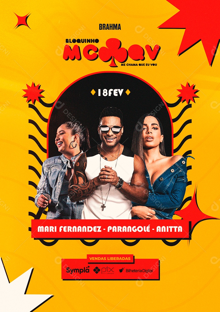 Bloquinho Mc Qv Mari Fernandez Parangolé Anitta Flyer Carnaval Social Media PSD Editável