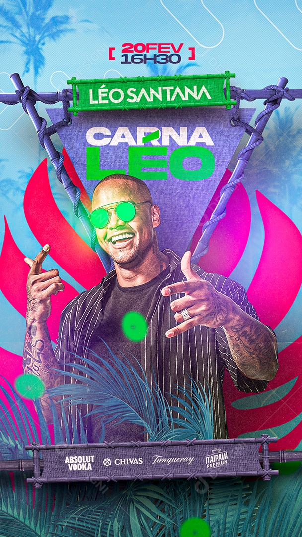 Story Carna Léo Flyer Carnaval Léo Santana Social Media PSD Editável