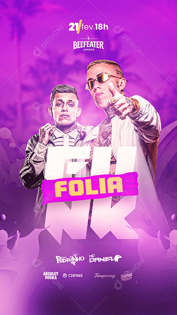 Story Funk Folia Mc Pedrinho Mc Daniel Flyer Carnaval Social Media PSD Editável