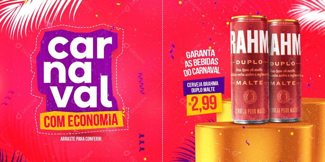 Carnaval Com Economia Garanta as Bebidas do Carnaval Social Media PSD Editável