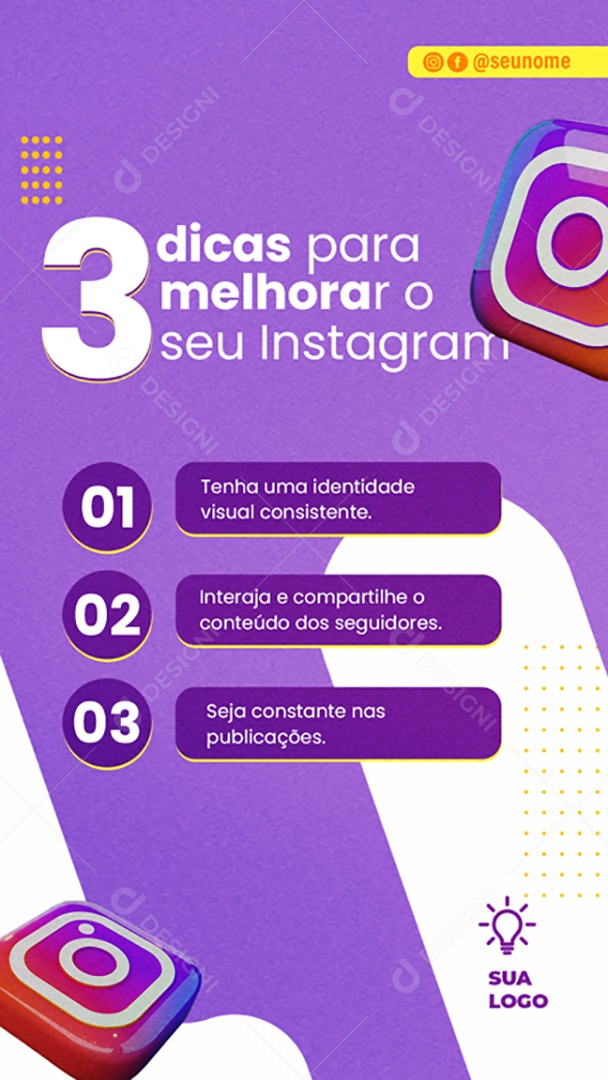 Story 3 Dicas Para Melhorar o Seu Instagram Social Media PSD Editável