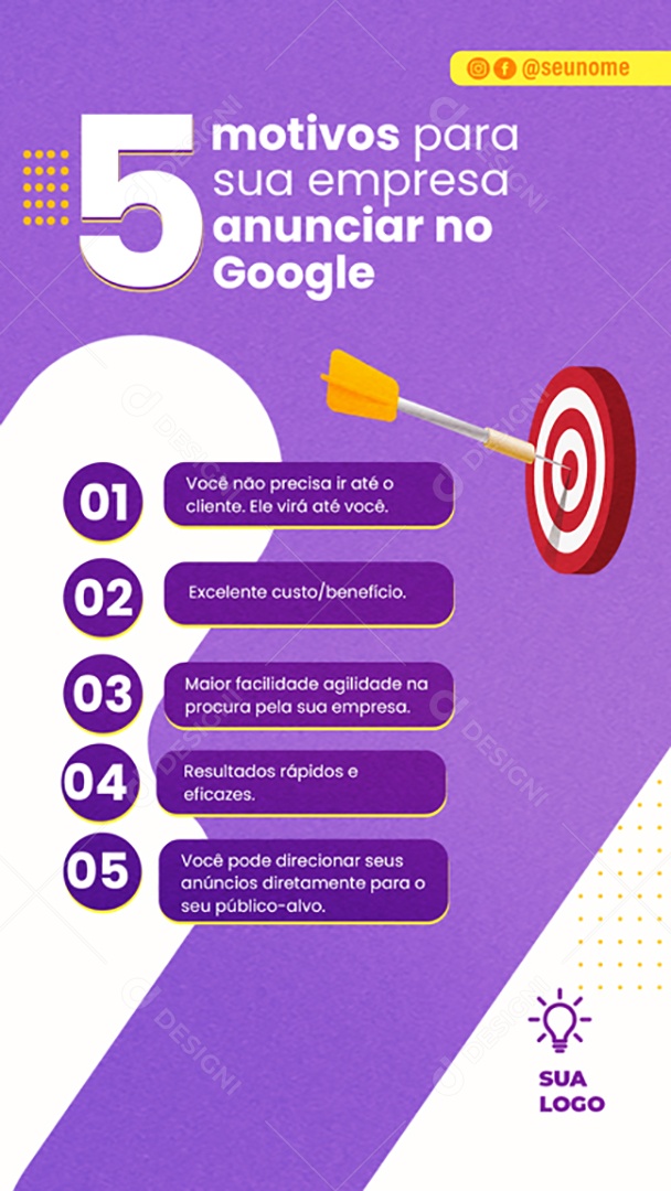 Story 5 Motivos Para Sua Empresa Anunciar no Google Social Media PSD Editável