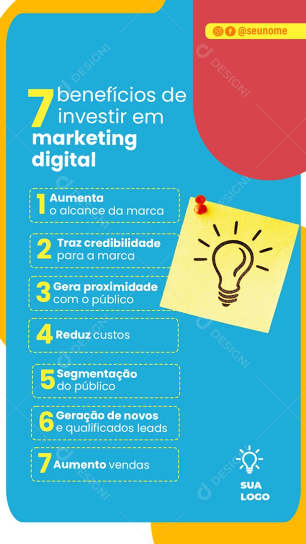 Story Benefícios Para Investir em Marketing Digital Social Media PSD Editável