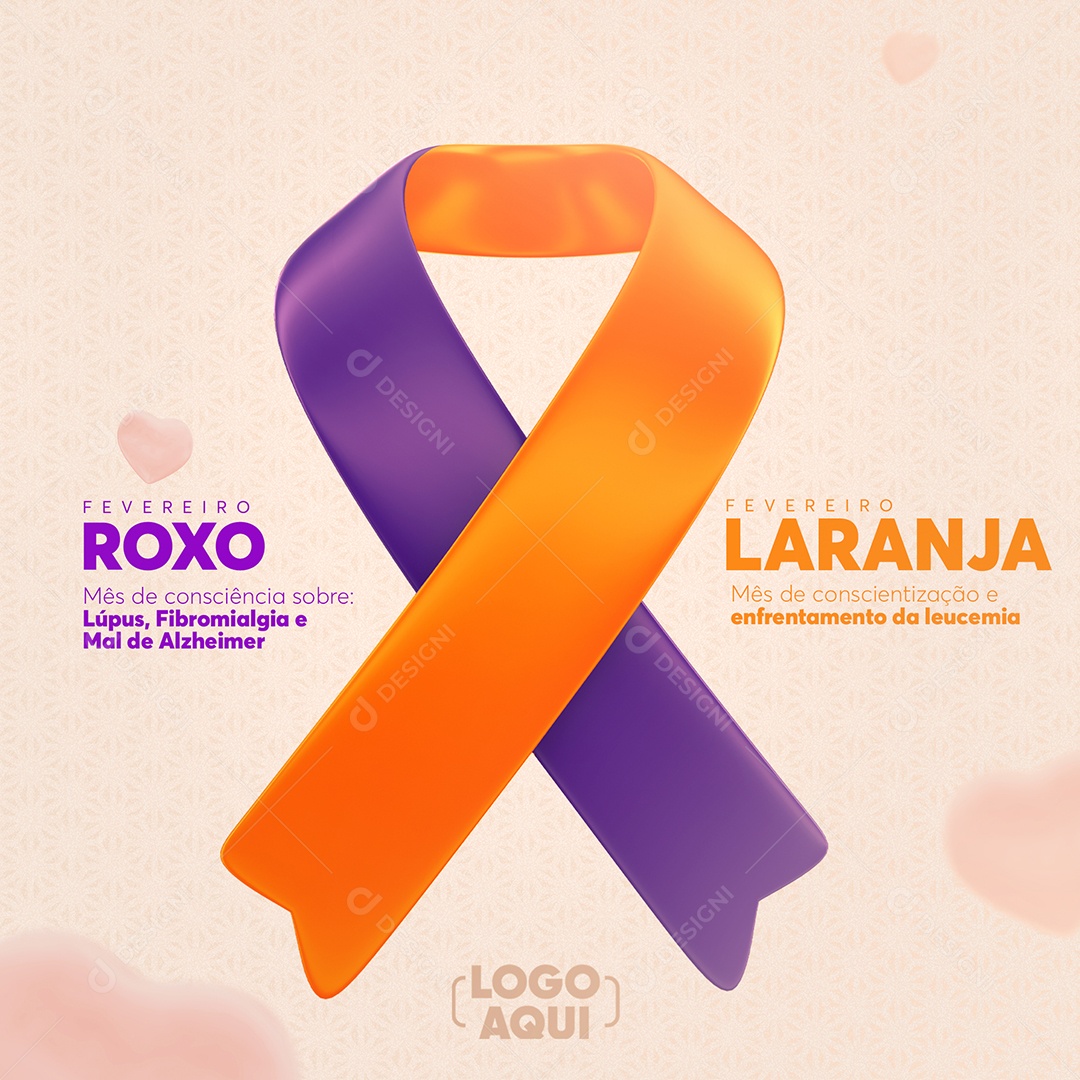 Social Media Fevereiro Roxo e Laranja Mês do Combate PSD Editável