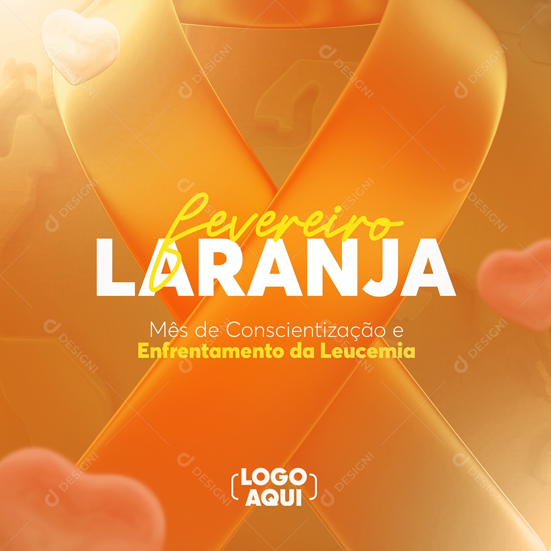 Mês de Combate a Leucemia Fevereiro Laranja Social Media PSD Editável