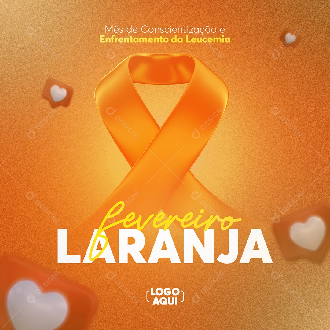 Mês de Combate a Leucemia Fevereiro Laranja Social Media PSD Editável