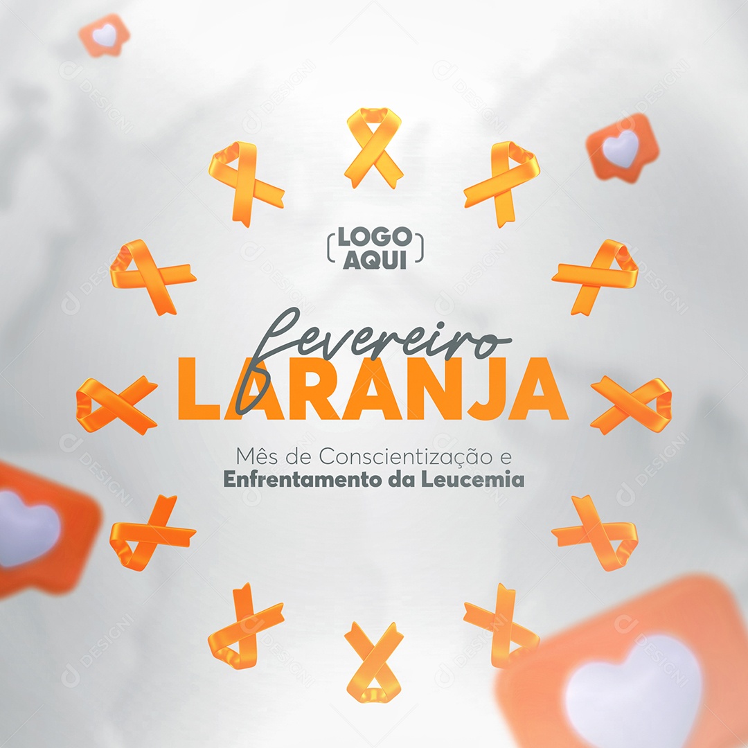 Mês de Combate a Leucemia Fevereiro Laranja Social Media PSD Editável