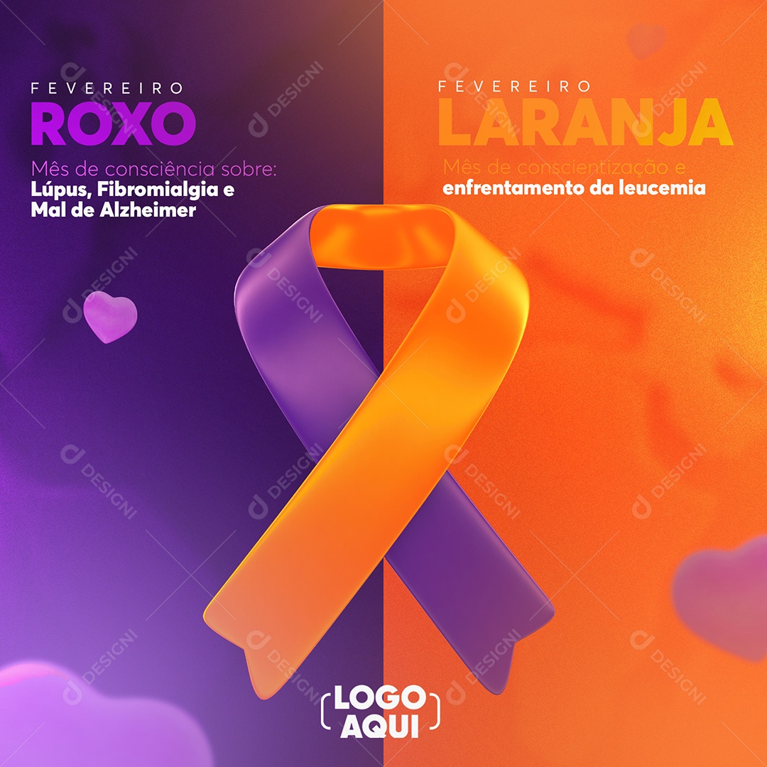 Social Media Fevereiro Roxo e Laranja Mês do Combate PSD Editável