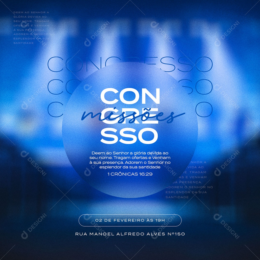 Deem ao Senhor a Glória Devida ao Seu Nome Congresso Missões Gospel Social Media PSD Editável