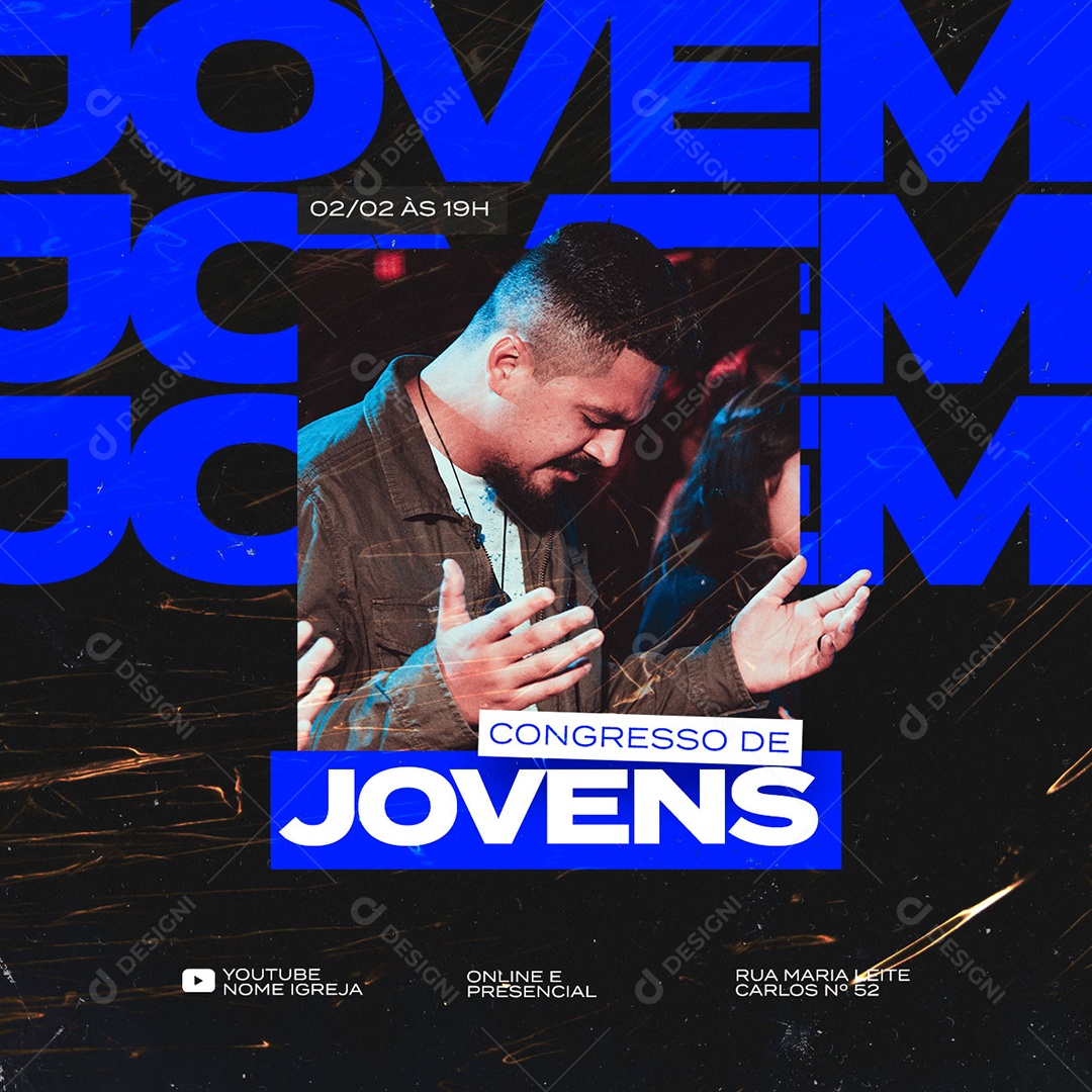 Congresso de Jovens Gospel Igreja Social Media PSD Editável