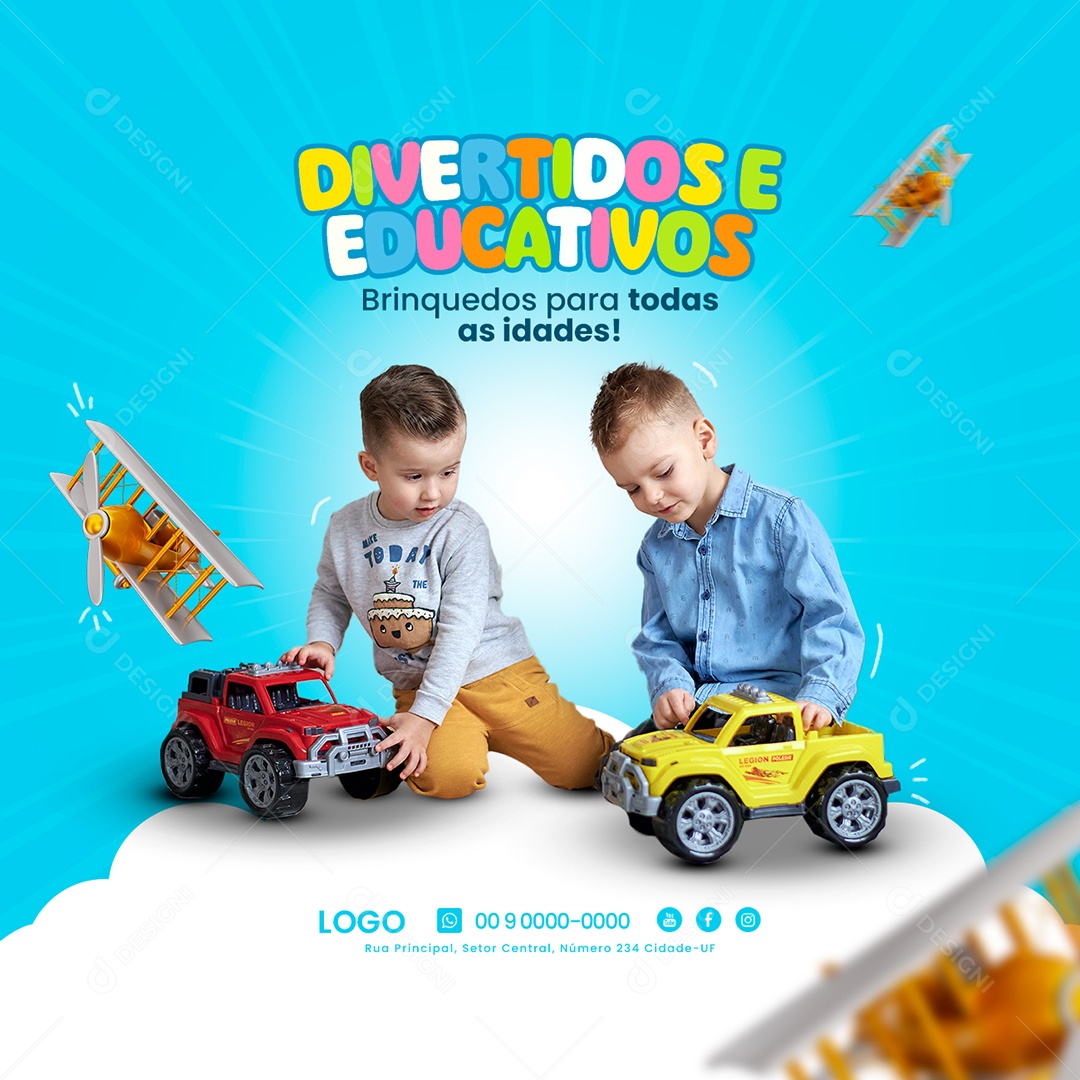 Divertidos Educativos Brinquedos para Todas as Idades Loja Infantil Social Media PSD Editável