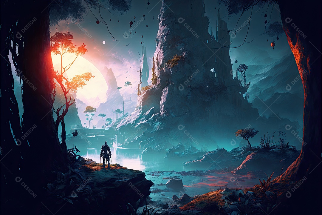 Ilustração de um personagem do jogo.