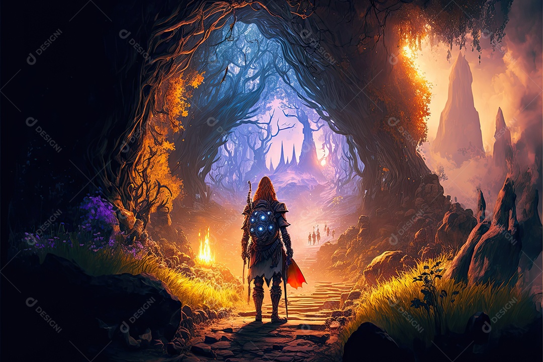 Ilustração de um personagem do jogo.