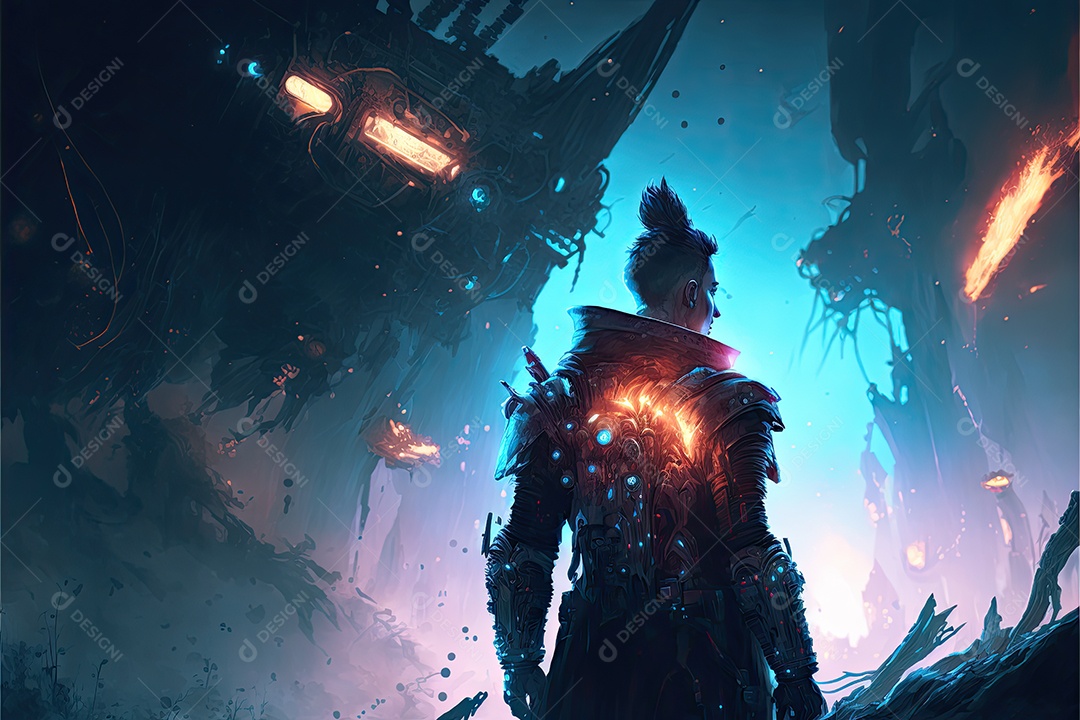 Ilustração de um personagem do jogo.