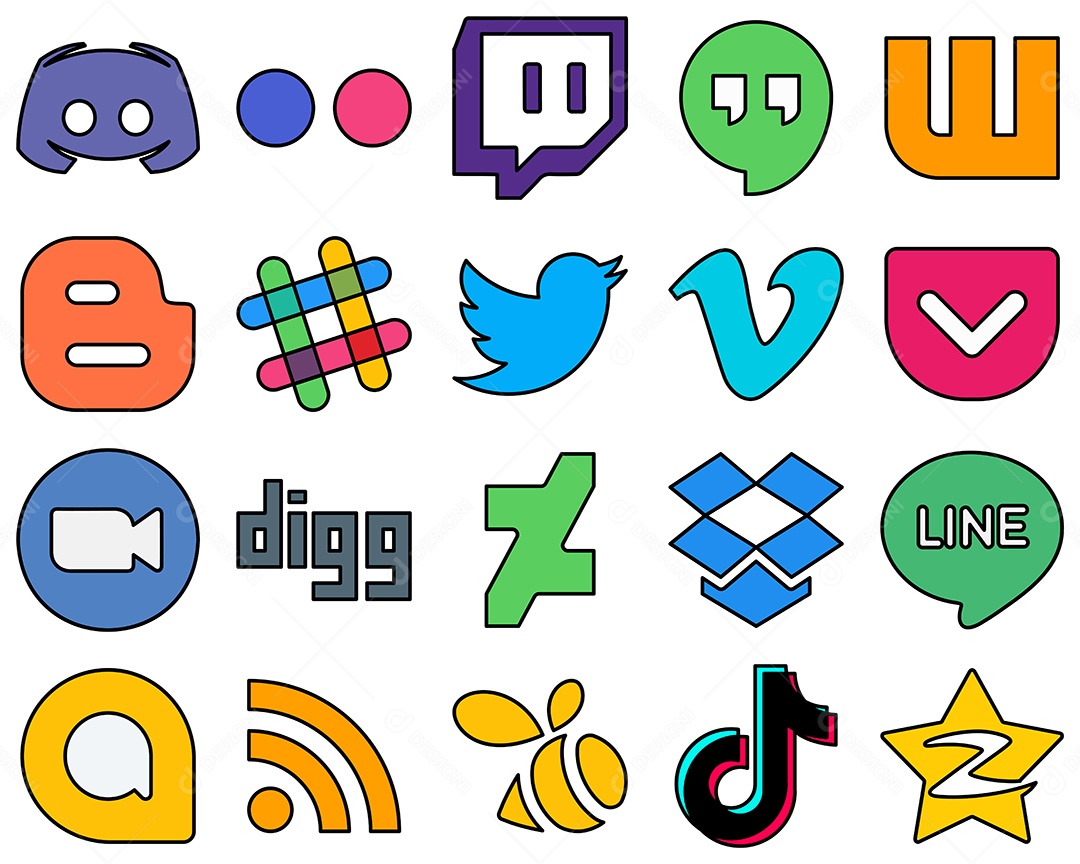 Pacote de Ícones de Mídia Social Vetor EPS