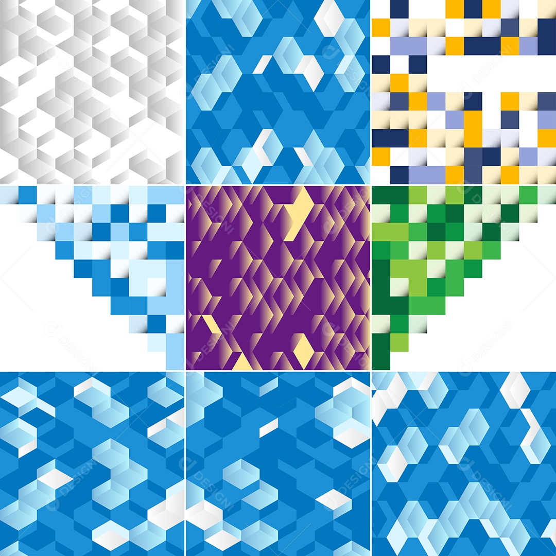 Fundos Isométrico Coloridos em Mosaico Vetor EPS
