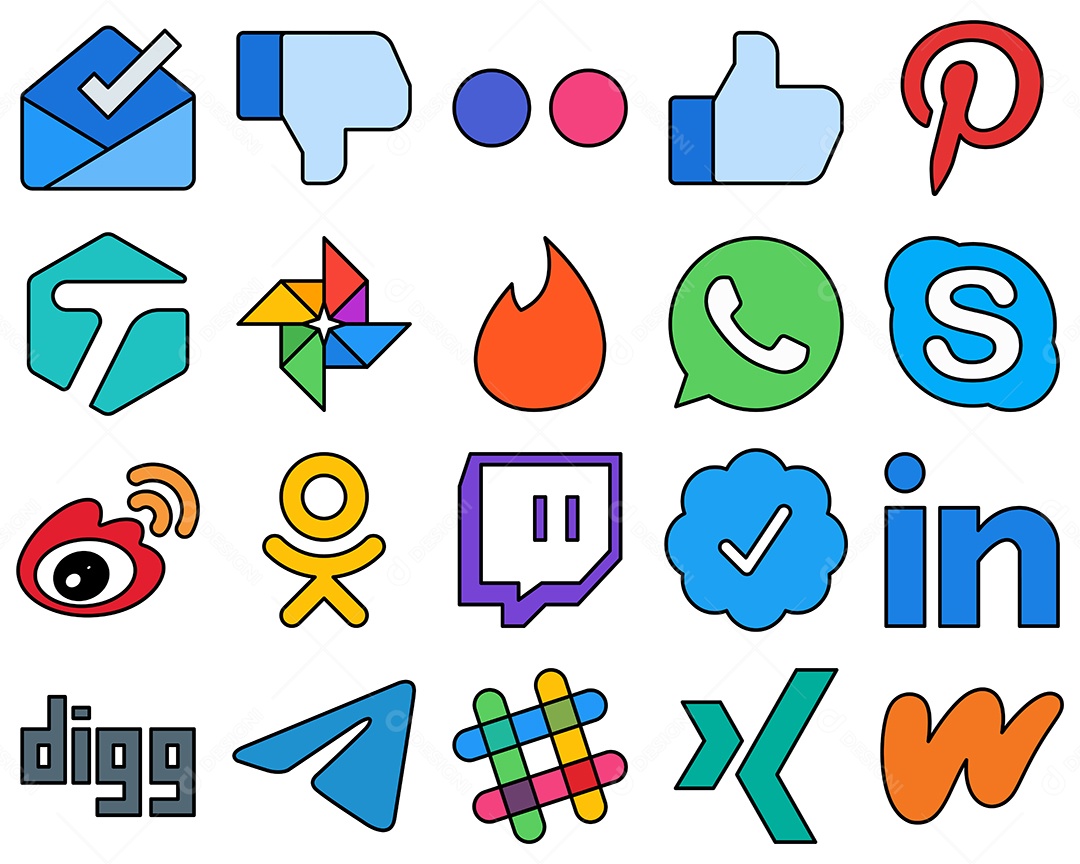 Pacote de Ícones de Mídia Social Vetor EPS
