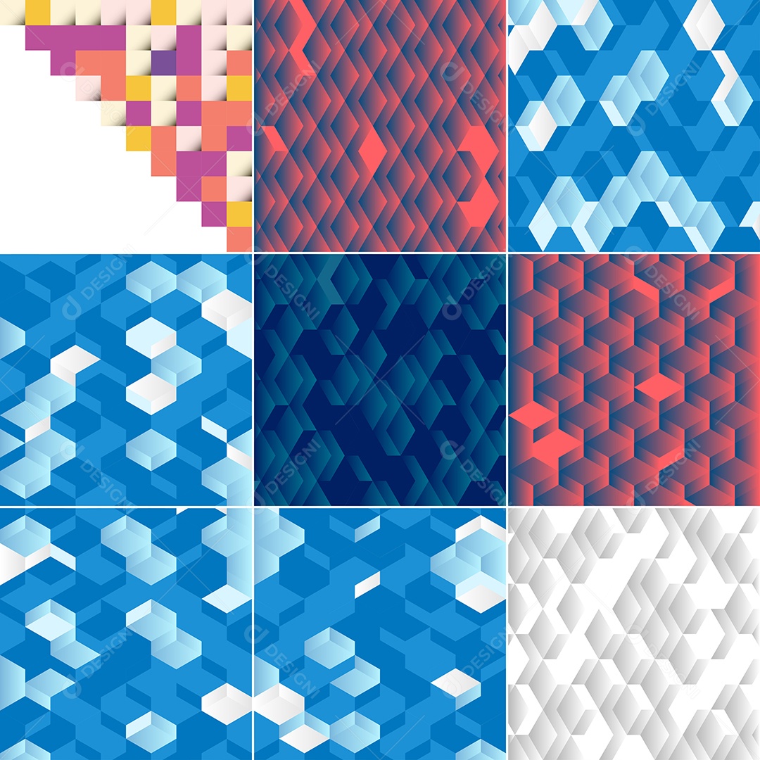 Fundos Isométrico Coloridos em Mosaico Vetor EPS