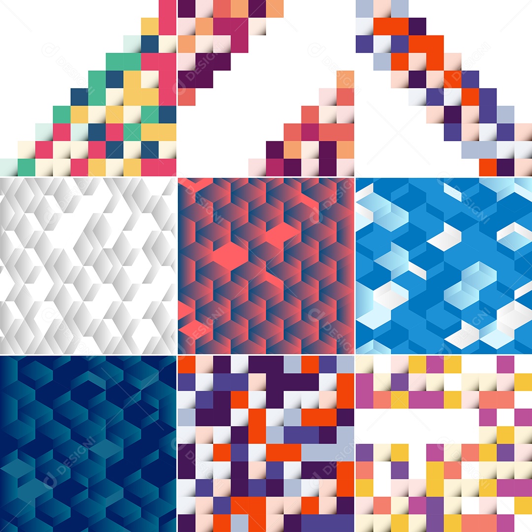 Fundos Isométrico Coloridos em Mosaico Vetor EPS