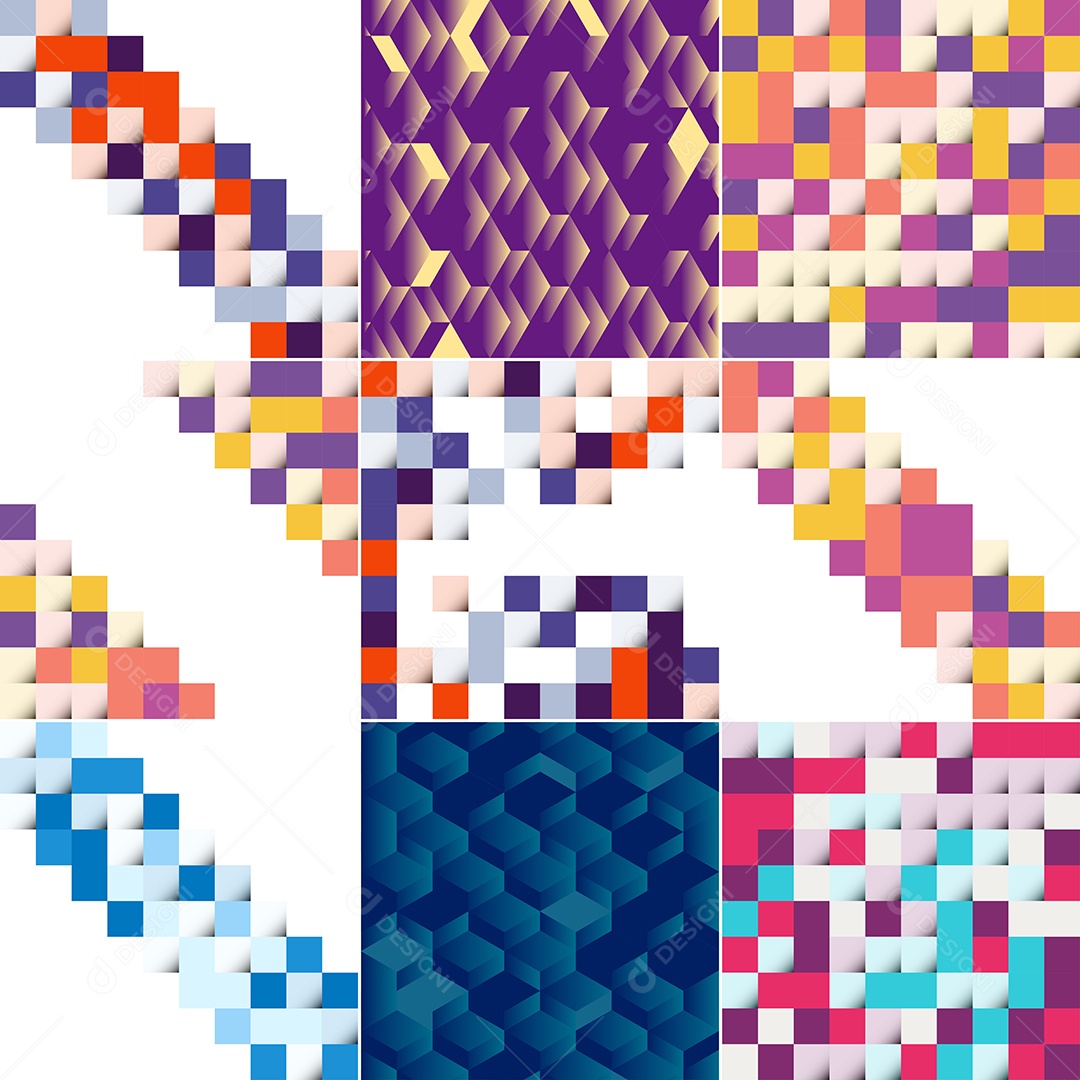 Fundos Isométrico Coloridos em Mosaico Vetor EPS
