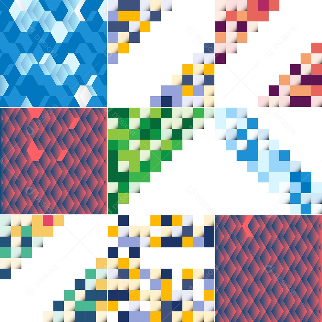 Fundos Isométrico Coloridos em Mosaico Vetor EPS