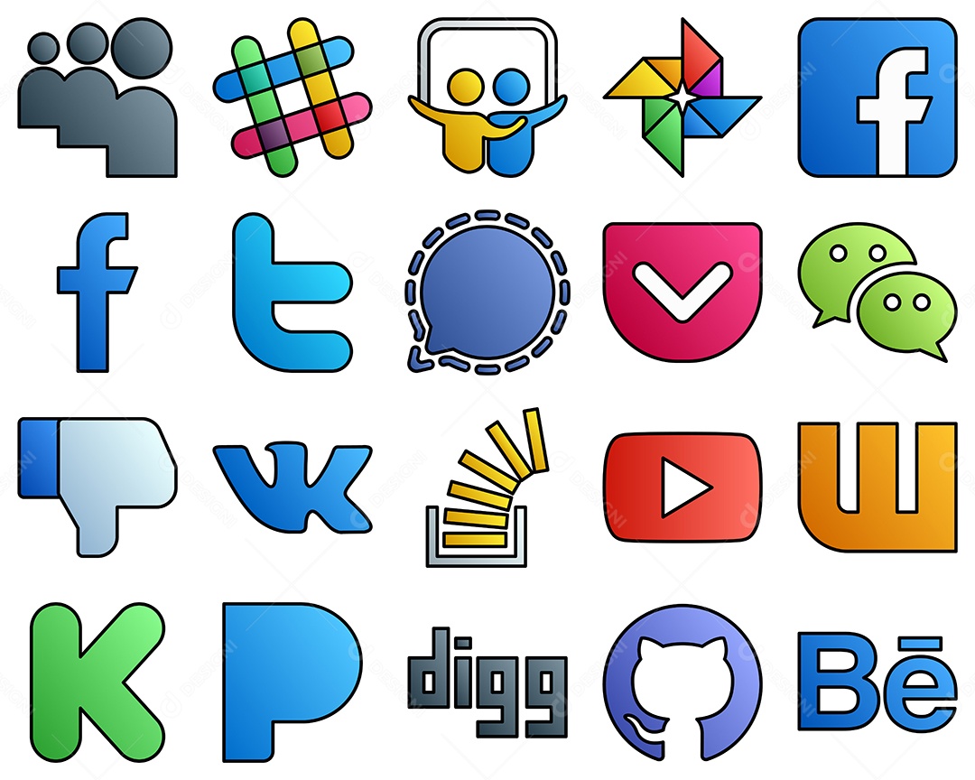 Pacote de Ícones de Mídia Social Vetor EPS