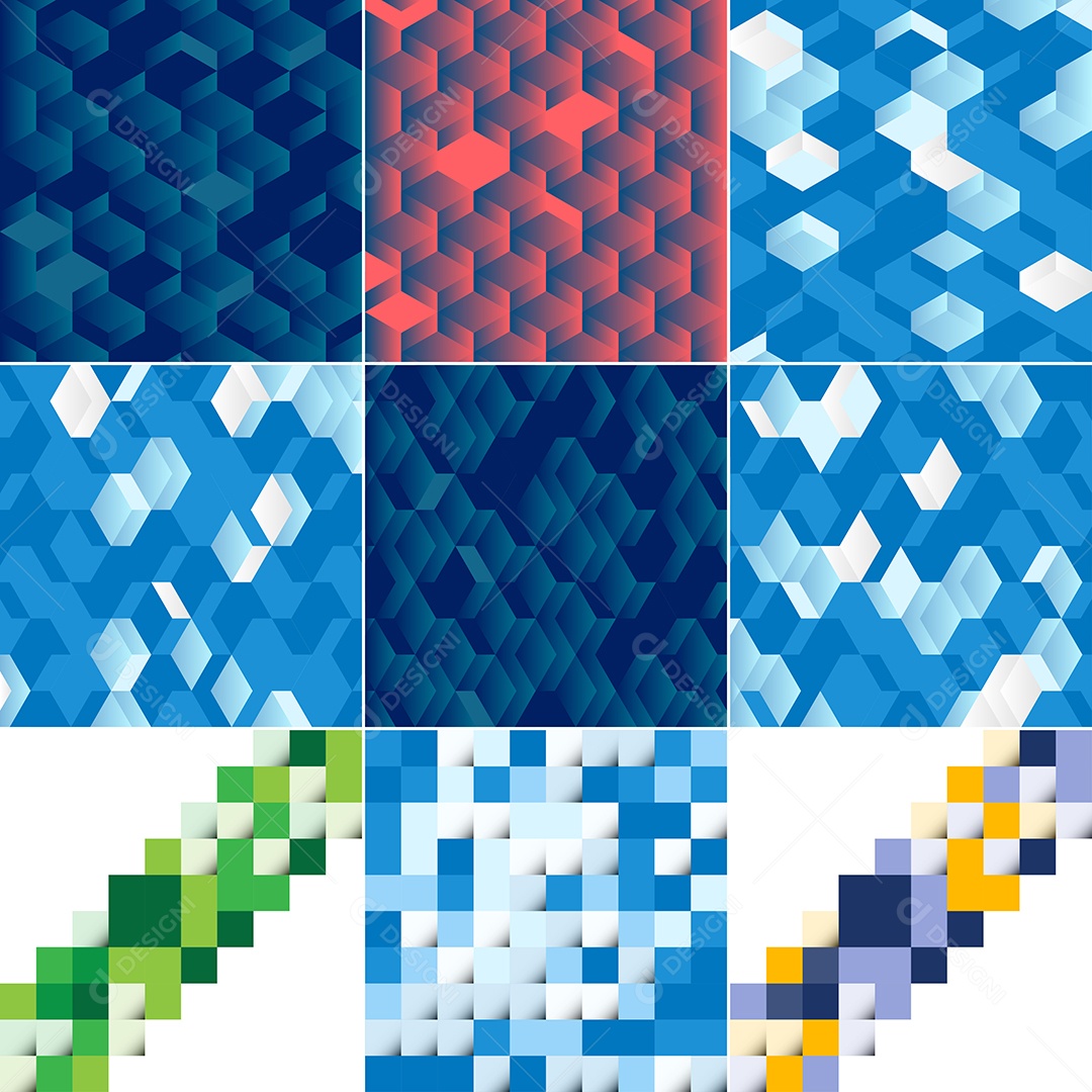 Fundos Isométrico Coloridos em Mosaico Vetor EPS