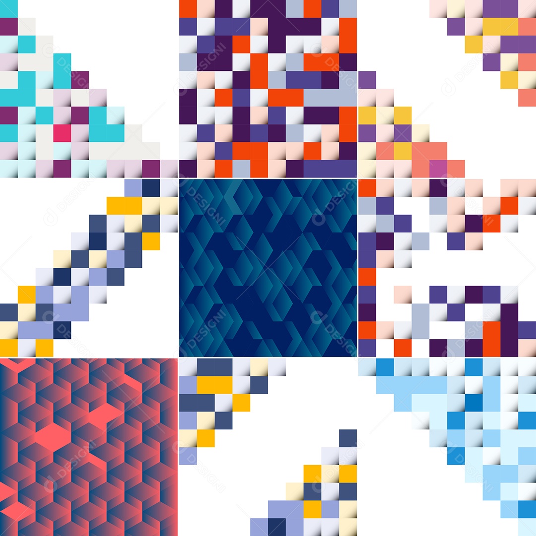 Fundos Isométrico Coloridos em Mosaico Vetor EPS