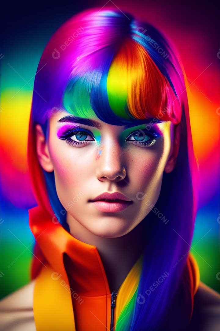 Mulher carregando bandeira LGBTQI+