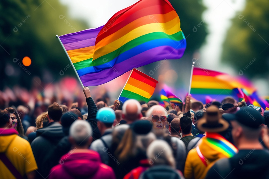 Mãos pessoas jovens segurando bandeira LGBTQI+
