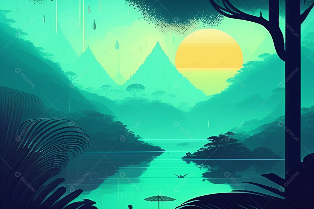 Linda paisagem de lago floresta selva