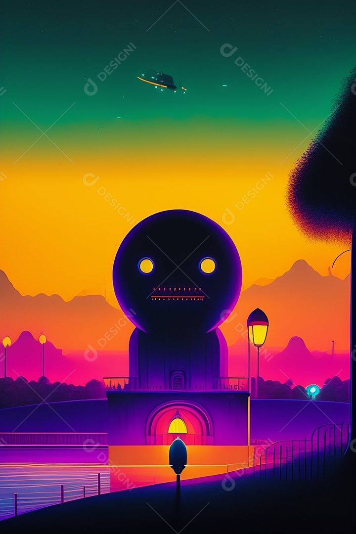 Pôr do sol linda paisagem