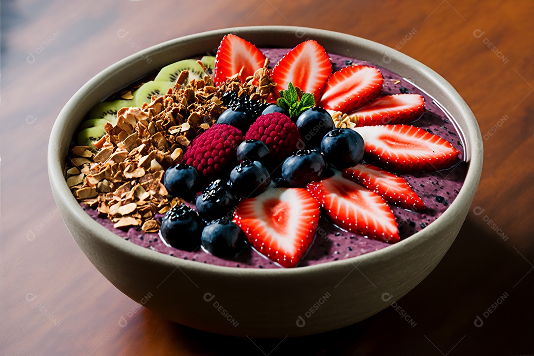 Tigela de açaí sobre fundo isolado