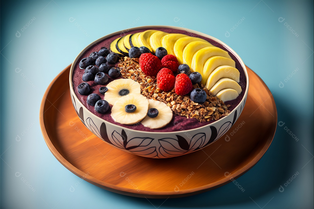 Tigela de açaí sobre fundo isolado