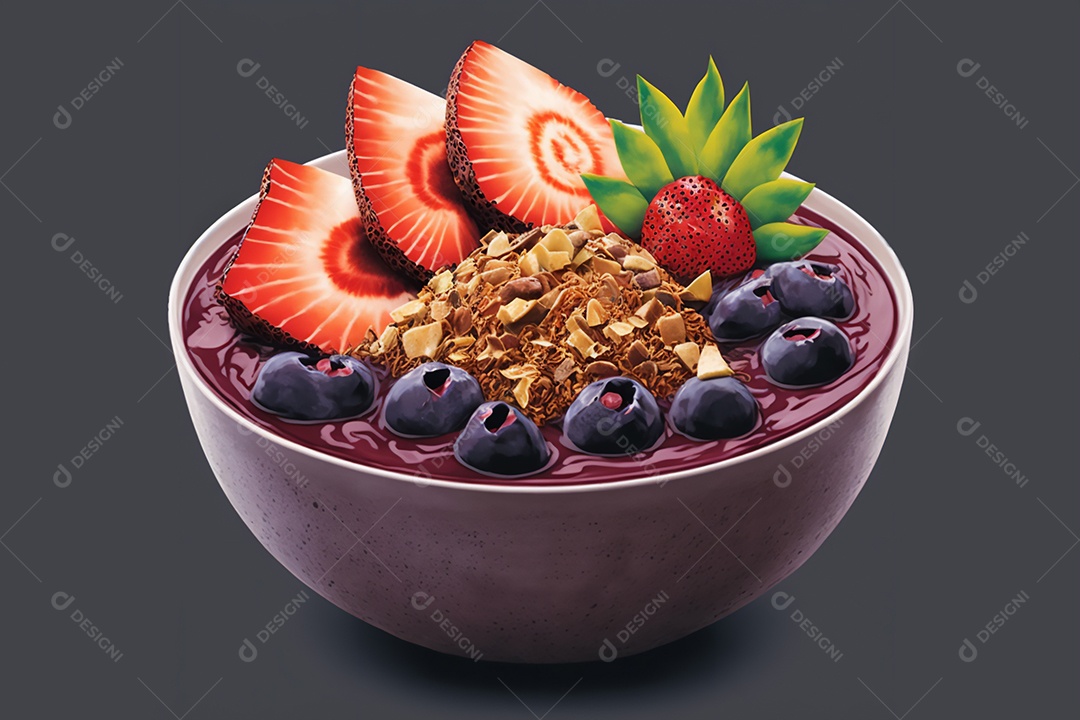 Tigela de açaí sobre fundo isolado