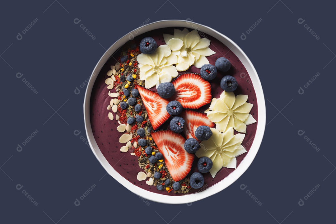 Tigela de açaí sobre fundo isolado