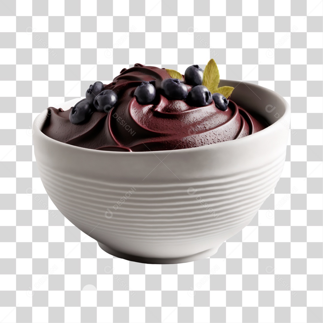 Açaí na Tigela com Mirtilo Fundo PNG Transparente