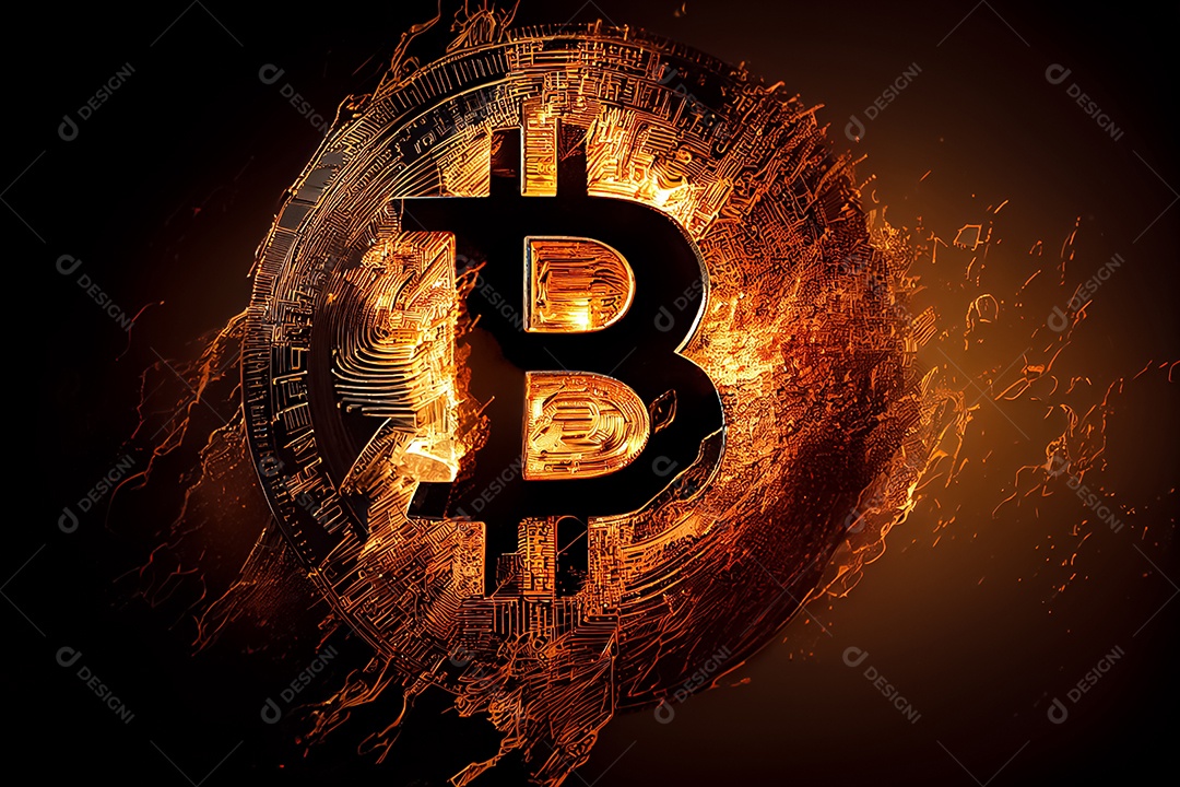 Bitcoin dourado, imagem conceitual para moeda criptográfica, símbolo ouro bitcoin