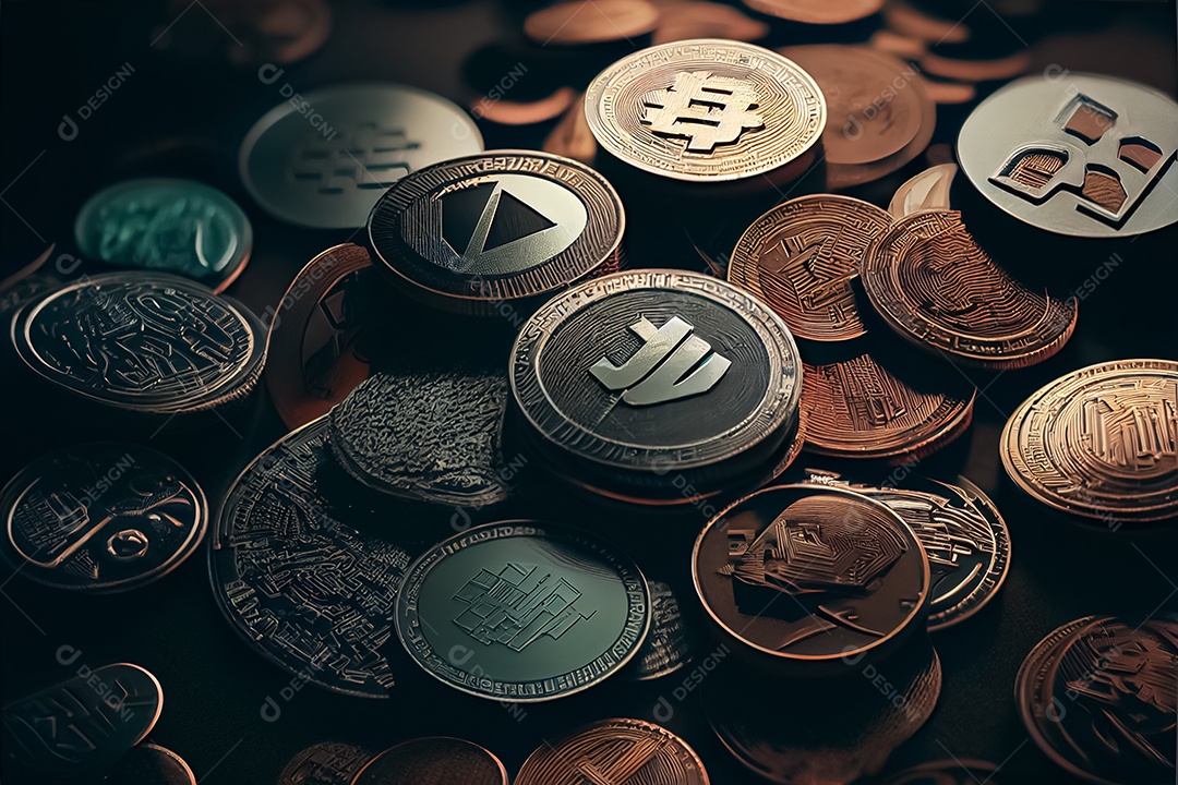 Bitcoin dourado, imagem conceitual para moeda criptográfica, símbolo ouro bitcoin