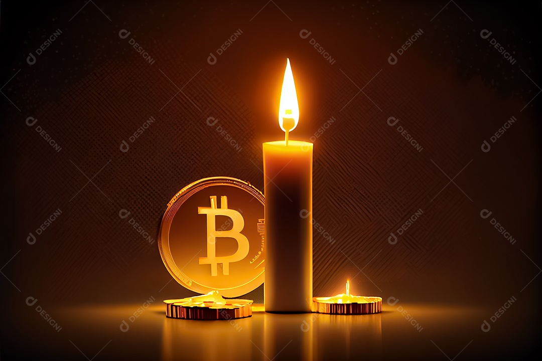 Bitcoin dourado, imagem conceitual para moeda criptográfica, símbolo ouro bitcoin