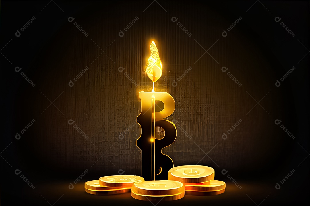 Bitcoin dourado, imagem conceitual para moeda criptográfica, símbolo ouro bitcoin