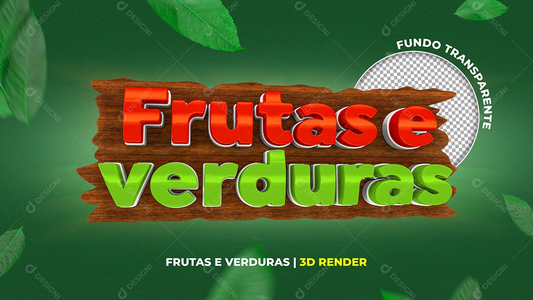 Selo 3D Para Composição Frutas e Verduras PSD