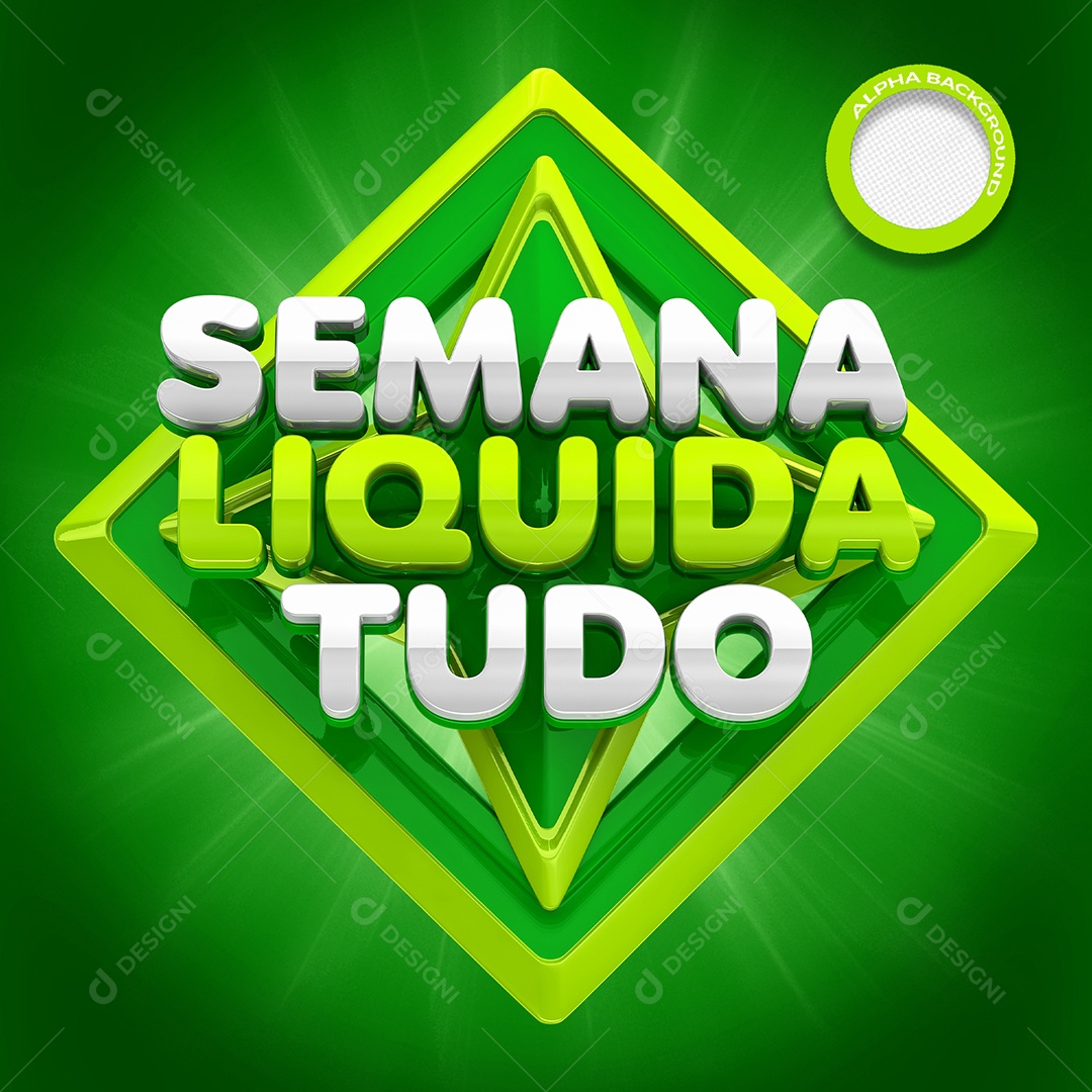 Selo 3D Para Composição Semana Liquida Tudo PSD
