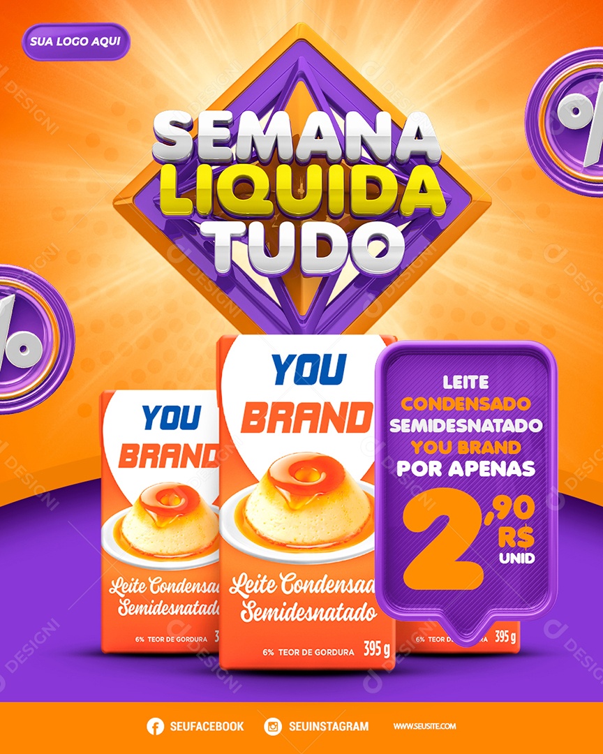 Semana Liquida Tudo Venha Conferir Social Media PSD Editável